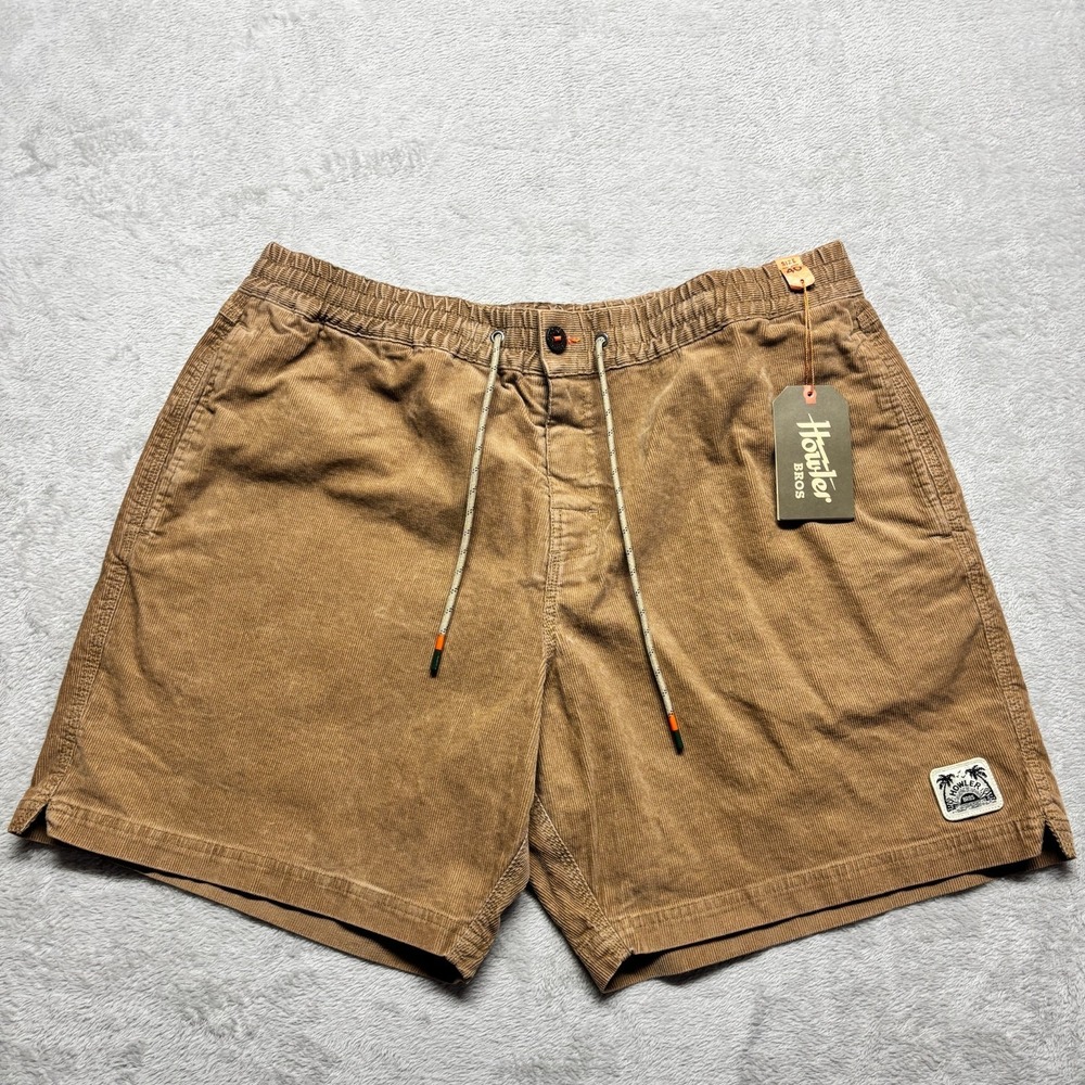 NWT Howler Bros Pressure Drop Corduroy Shorts Mens 40 Pharaoh Tan Elastic‎ Waist